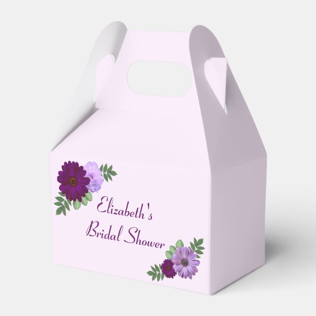 Purple Peony Floral Bridal Shower Favour Box (Front Side)