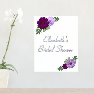 Purple Peony Floral Bridal Shower Foil Prints
