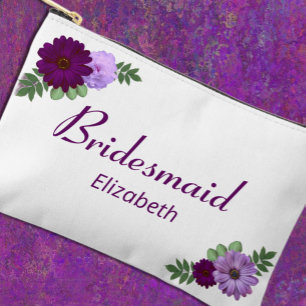 Purple Peony Floral Wedding Accessory Pouch