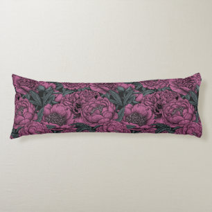 Purple peony flowers body cushion