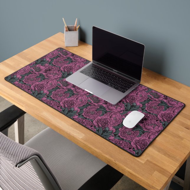 Purple peony flowers desk mat (Office 2)