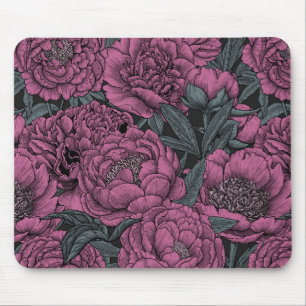 Purple peony flowers mouse mat