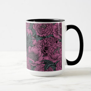 Purple peony flowers mug