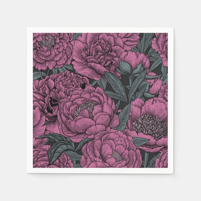 Purple peony flowers napkin (Front)