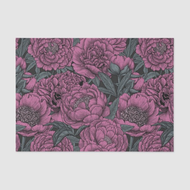 Purple peony flowers tissue paper (Front)