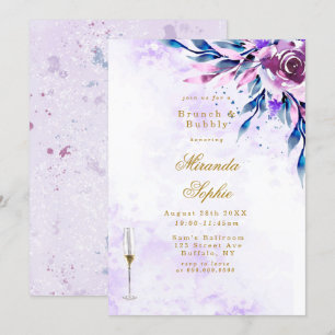 Purple Peony Gold Brunch & Bubbly Invites
