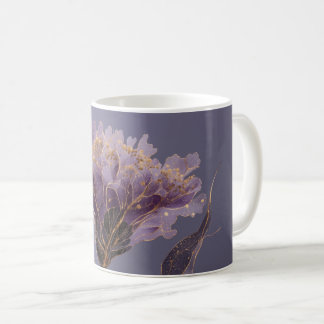 Purple Peony Inspired Floral Gold Accents Coffee Mug