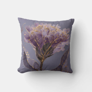 Purple Peony Inspired Floral Gold Accents Cushion