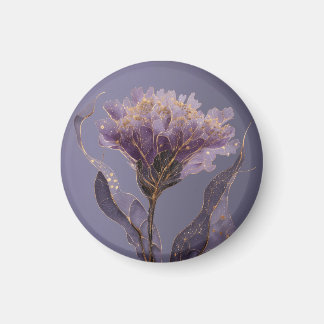 Purple Peony Inspired Floral Gold Accents Magnet