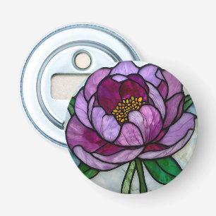 Purple Peony Stained Glass Bottle Opener