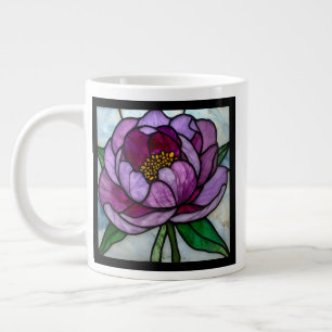 Purple Peony Stained  Large Coffee Mug