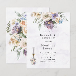 Purple Peony Wildflowers Brunch and Bubbly  Invitation