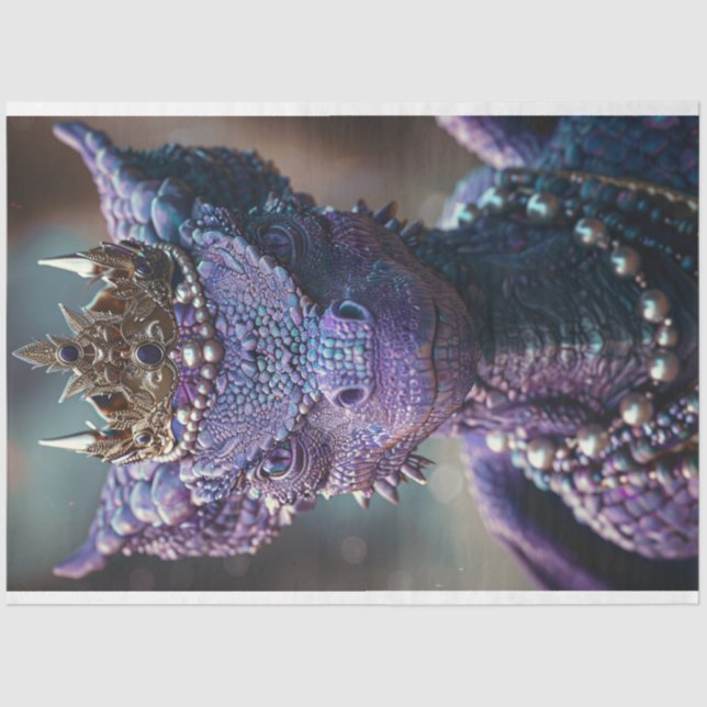 Purple People Eater Dragon Decoupage Tissue Paper (Front)