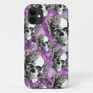 Purple people eater. Skull and roses I phone case. iPhone 11 Case