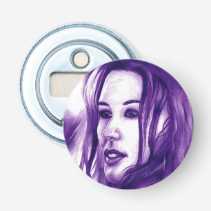Purple People Woman Portrait Original Art Bottle Opener