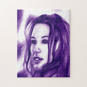 Purple People Woman Portrait Original Art Jigsaw Puzzle