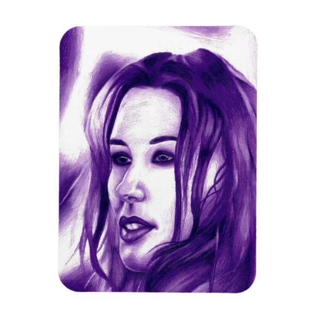 Purple People Woman Portrait Original Art Magnet (Vertical)
