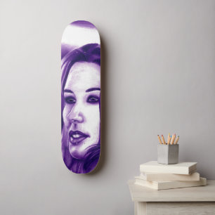 Purple People Woman Portrait Original Art Skateboard