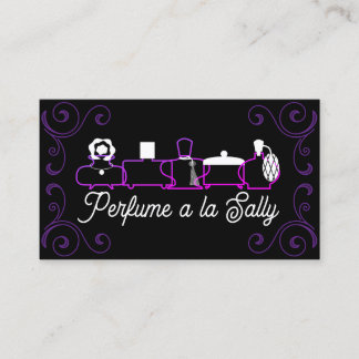 Purple perfume bottles scent lotions business card