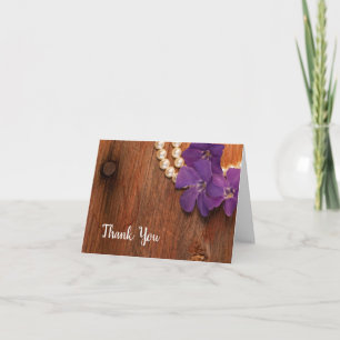 Purple Periwinkle Barn Wood Bridesmaid Thank You Card