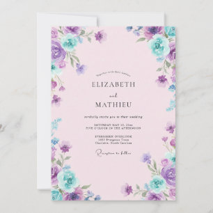 Purple Periwinkle Blossom Wedding Invitation