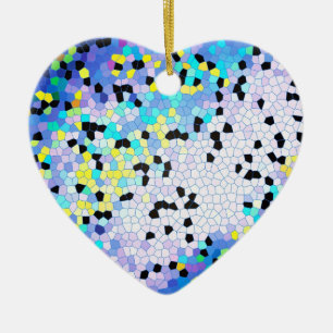 Purple Periwinkle Blue & Black Mosaic Pattern Ceramic Tree Decoration