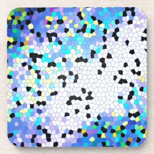 Purple Periwinkle Blue & Black Mosaic Pattern Coaster