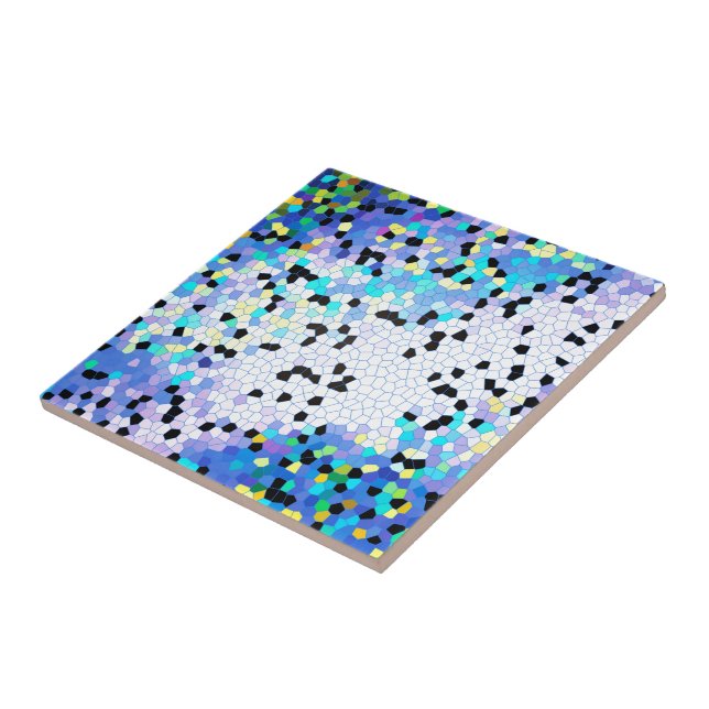Purple Periwinkle Blue & Black Mosaic Pattern Tile (Side)