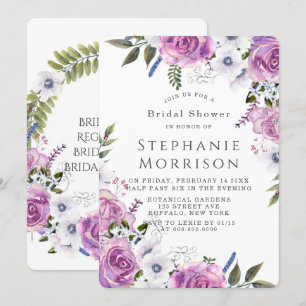 Purple Periwinkle Peony Bridal Shower Invitation