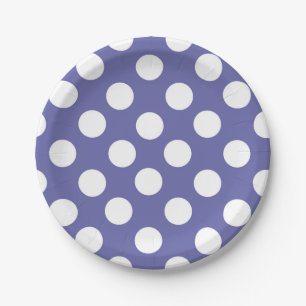 purple periwinkle white polka dots paper plate