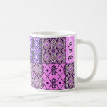 Purple Persian Patchwork (Personalised Mug) Coffee Mug<br><div class="desc">Patchwork Fans! This cool ceramic mug is like no patchwork quilt you've ever seen! Beautiful blend of Persian tile patterns in harmonious shades of violet, purple, pinks, mauves & black - PLUS a customisable text field for your First Name & a 2nd field for your 3-Letter Monogram! (be sure to...</div>