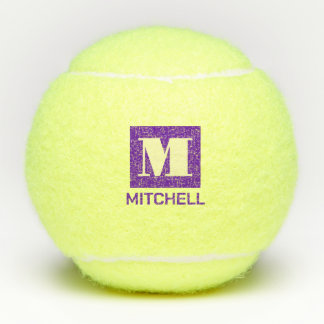 Purple Personalised Bold Initial Monogram Name Tennis Balls