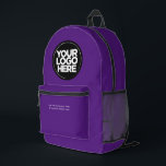 Purple | Personalised Corporate Logo and Text Printed Backpack<br><div class="desc">Purple | Personalised Corporate Logo and Text Modern Business Printed Backpack</div>