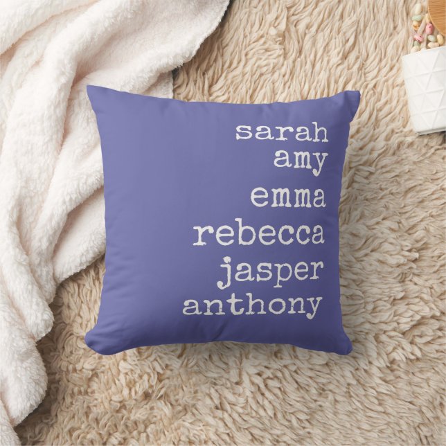 Purple Personalised Family Names Monogram  Cushion (Blanket)