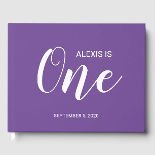 Purple Personalised First Birthday Guestbook