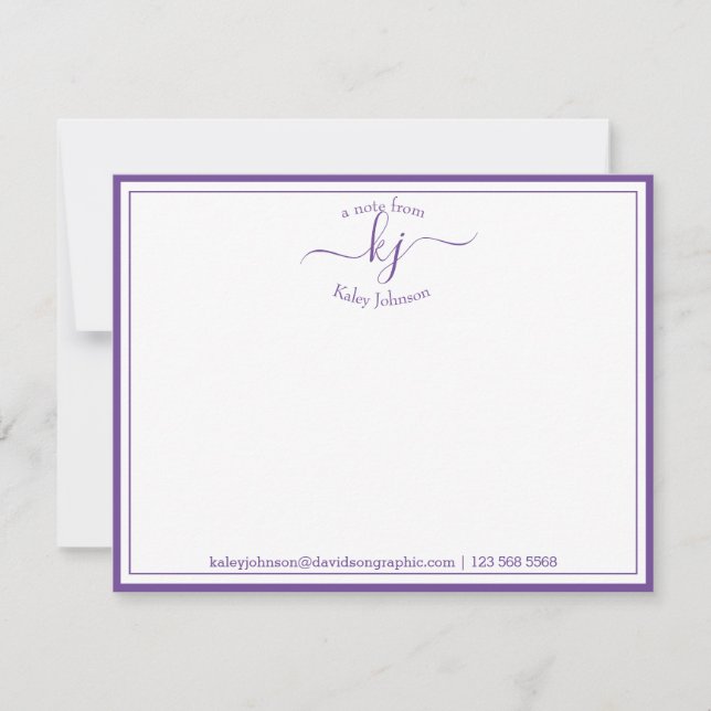 Purple Personalised | From The Desk Of Note Card (Front)