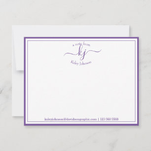 Purple Personalised From The Desk Of Note Card