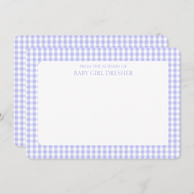 Purple Personalised Gingham Card (Front/Back)