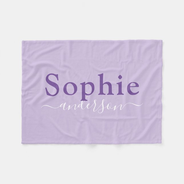 Purple personalised girl fleece blanket (Front (Horizontal))