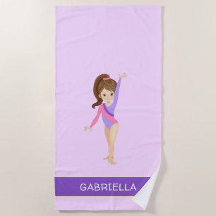 Purple Personalised Gymnastics Beach Towel