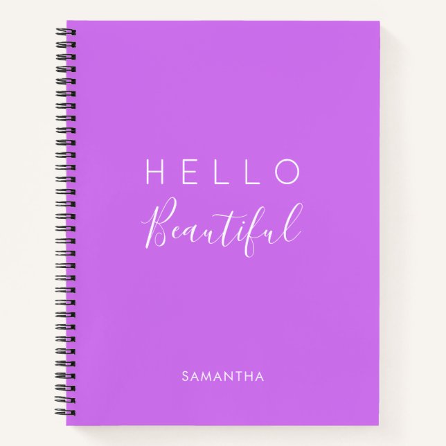 Purple Personalised/ Hello Beautiful Notebook (Front)