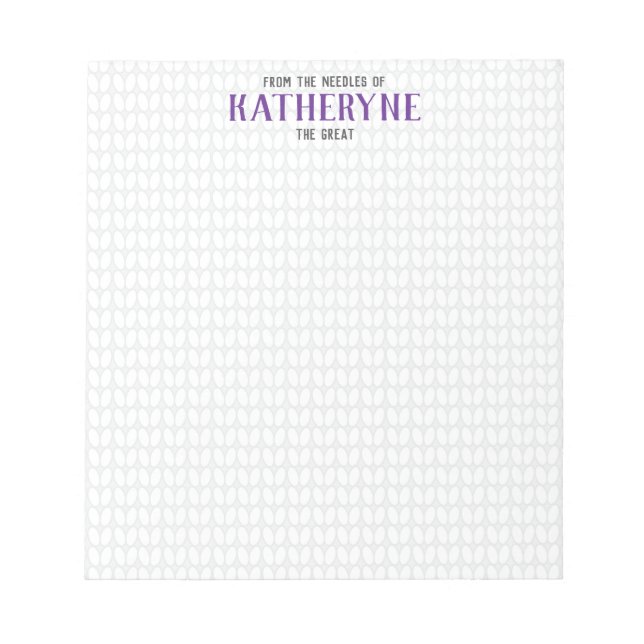 Purple Personalised Knit Stitch Notepad (Front)