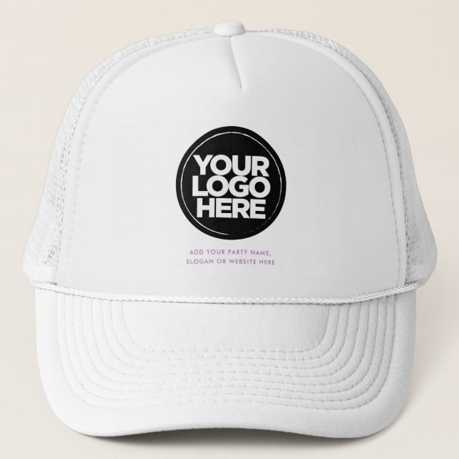 Purple | Personalised Logo and Text Baseball Trucker Hat (Front)