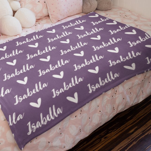 Purple Personalised Name Blanket with Hearts (Creator Uploaded)