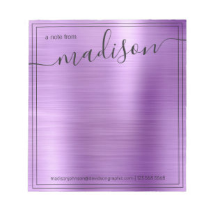 Purple Personalised Name From The Desk Of Notepad