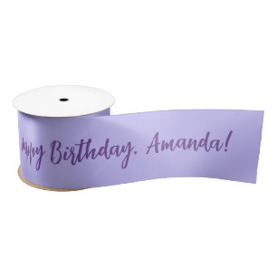 Purple Personalised Name Happy Birthday Satin Ribbon