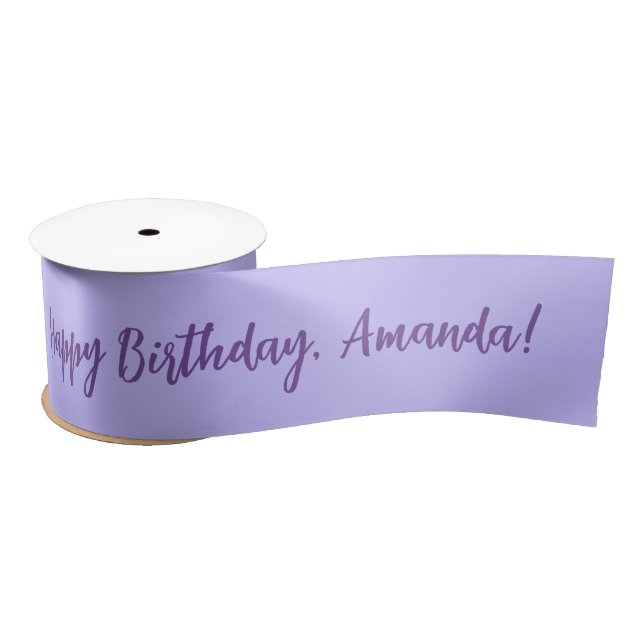 Purple Personalised Name Happy Birthday Satin Ribbon (Spool)