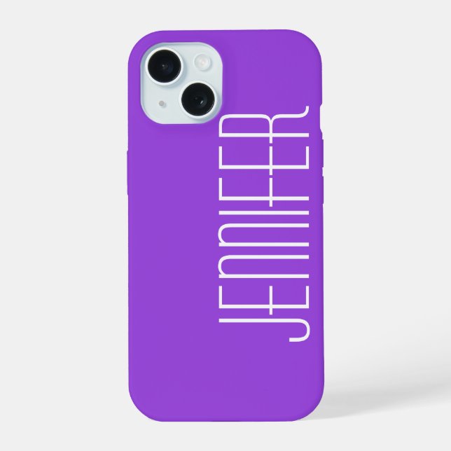 Purple, Personalised Name iPhone 15 Case (Back)