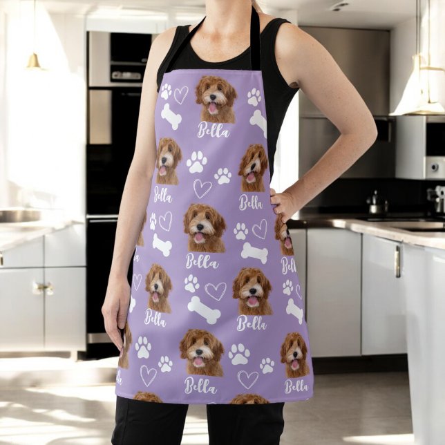 Purple Personalised Pet Photo Dog Lover Instagram Apron (Creator Uploaded)