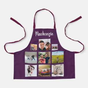Purple Personalised Photo Collage Script Name Apron